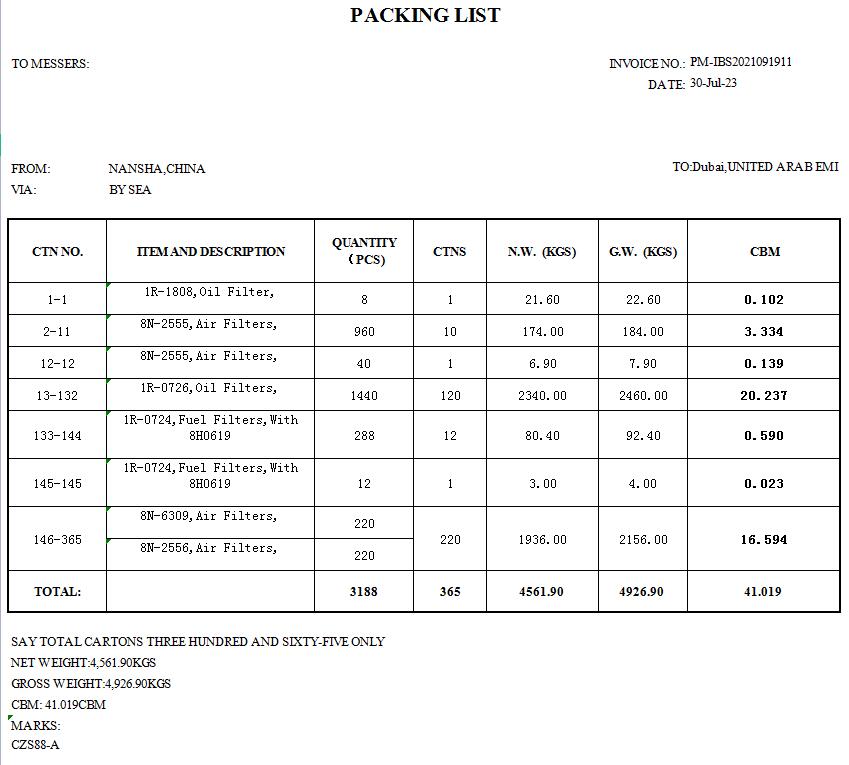 Large orders from the United Arab Emirates